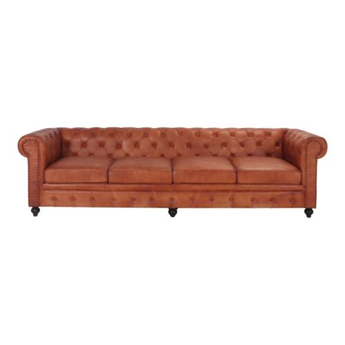 GARBO CHESTER SOFA with leather padded upholstery. 4pl 1