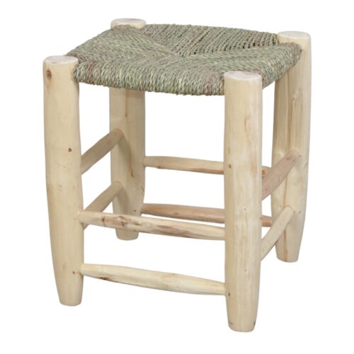 KANDICE WOODEN LOW STOOL made of laurel wood and natural palm leaf. Find it on MisterWils. More than 4000sqm of showroom and warehouse. natural 1