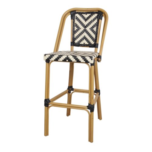 VENUS HIGH STOOL made of aluminium with bamboo effect and synthetic pith. Find it on MisterWils. More than 4000sqm of showroom and warehouse.1