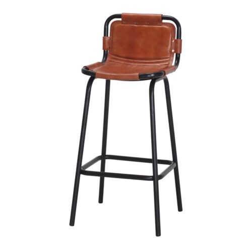 IGOR LEATHER HIGH STOOL Industrial style, made of steel with leather seat. 1