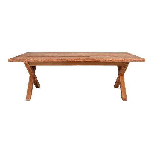 TRESTEL Mesa estilo Vintage fabricada en madera maciza de pino reciclado con patas tipo cruz. Encuéntrala en MisterWils.