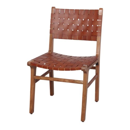 DELYCE BROWN LEATHERETTE CHAIR Nordic style. Frame made of tropical wood, seat and backrest in leatherette. Find it on MisterWils. 1