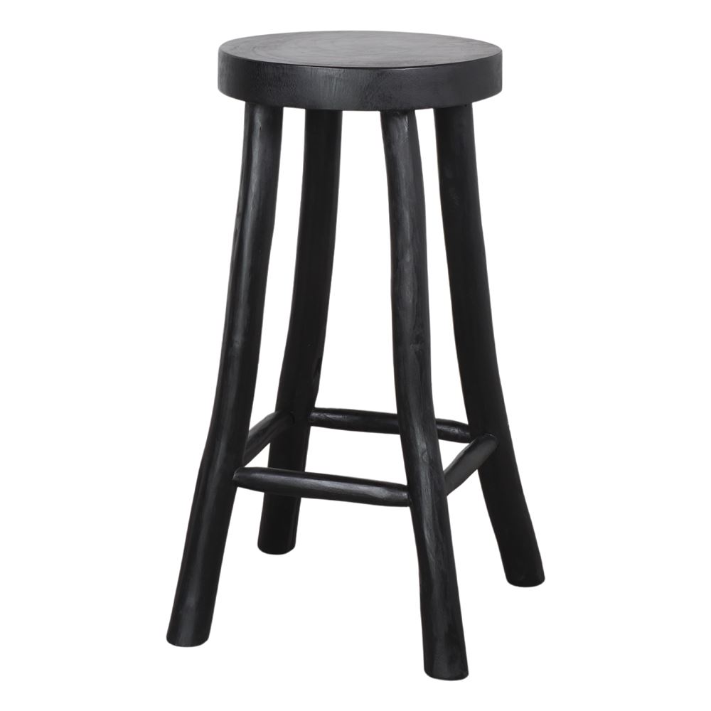 DRIFT WOODEN HIGH STOOL Rustic style. black 1