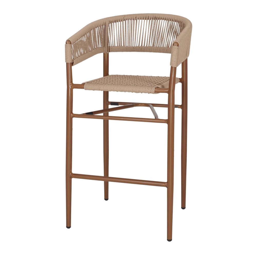 MARTINS METAL AND CORD HIGH STOOL. 1