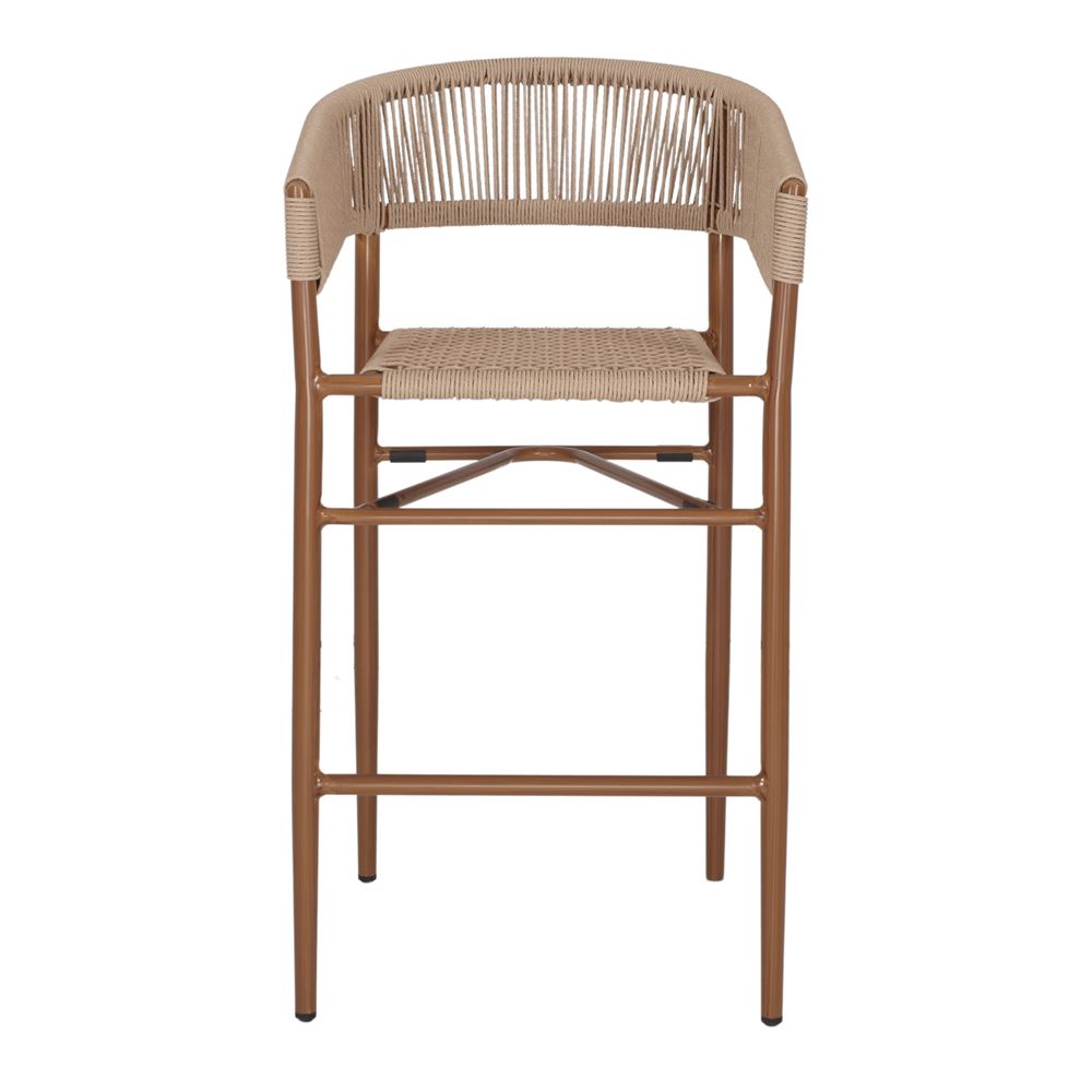 MARTINS METAL AND CORD HIGH STOOL. 2