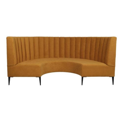 MELVIS UPHOLSTERED CURVED BENCH Mid Century style. Find it on MisterWils. More than 4000sqm of showroom and warehouse. curry 1