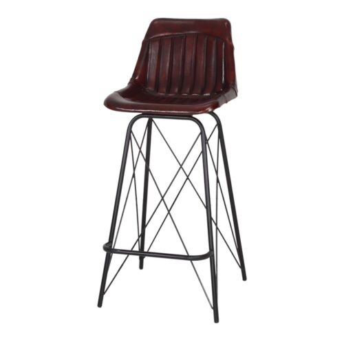 WARREN METAL & LEATHER HIGH STOOL Industrial style 1