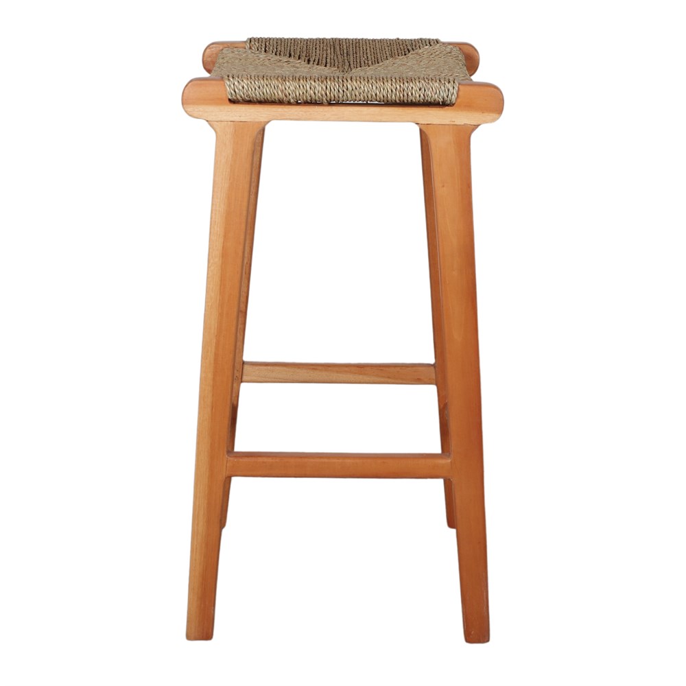 SANDY WOODEN HIGH STOOL made of mango wood and natural palm leaf. 3