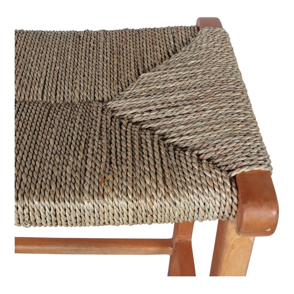 SANDY WOODEN HIGH STOOL made of mango wood and natural palm leaf. 4