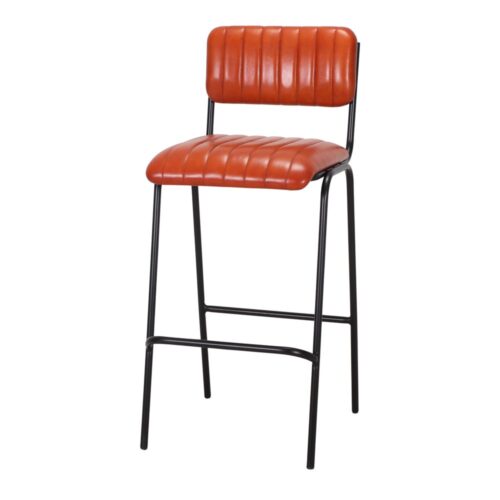 RIGA HIGH STOOL Industrial style, made of steel and leather.
