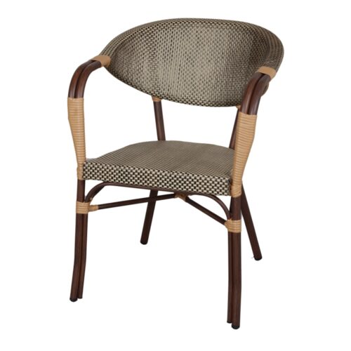ANDREW GOLD OUTDOOR CHAIR Bistro style, made of aluminium and upholstered in textilene. Find it on MisterWils. More than 4000 sqm of showroom and warehouse.