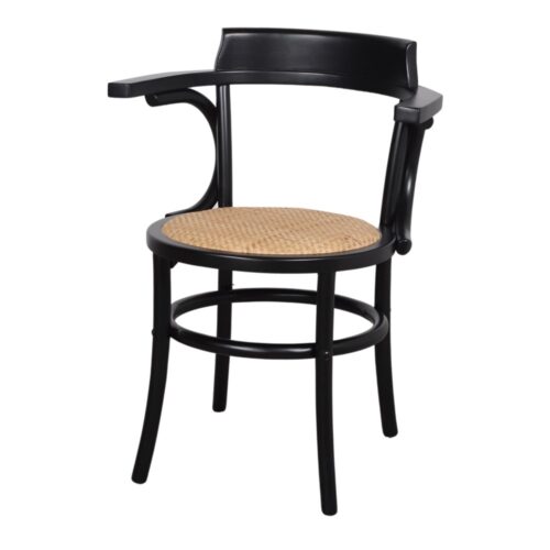 POMPEYA WOOD AND RATAN CHAIR Bistro style. Made of wood and seat in natural rattan fiber.3/4