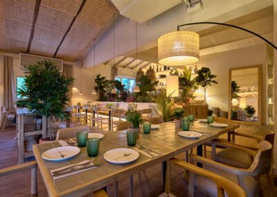 Ceramic top tables at Hermanos Guadalupe restaurant