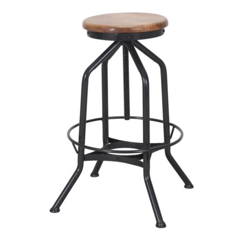 ARLES METAL AND WOOD HIGH STOOL