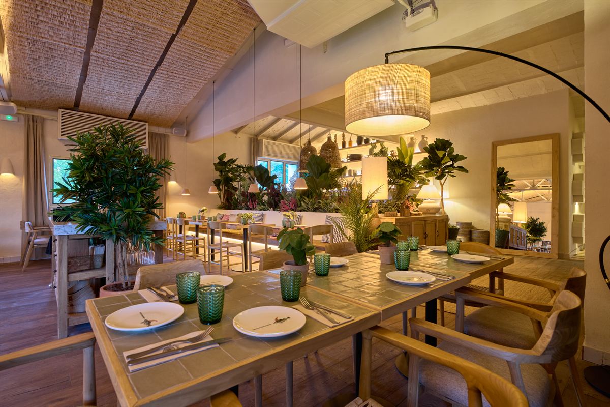 Ceramic top tables at Hermanos Guadalupe restaurant